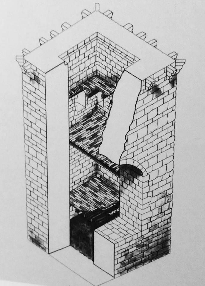 Torre de Sandiás. Axonometría (Antela: a lagoa asolagada...)